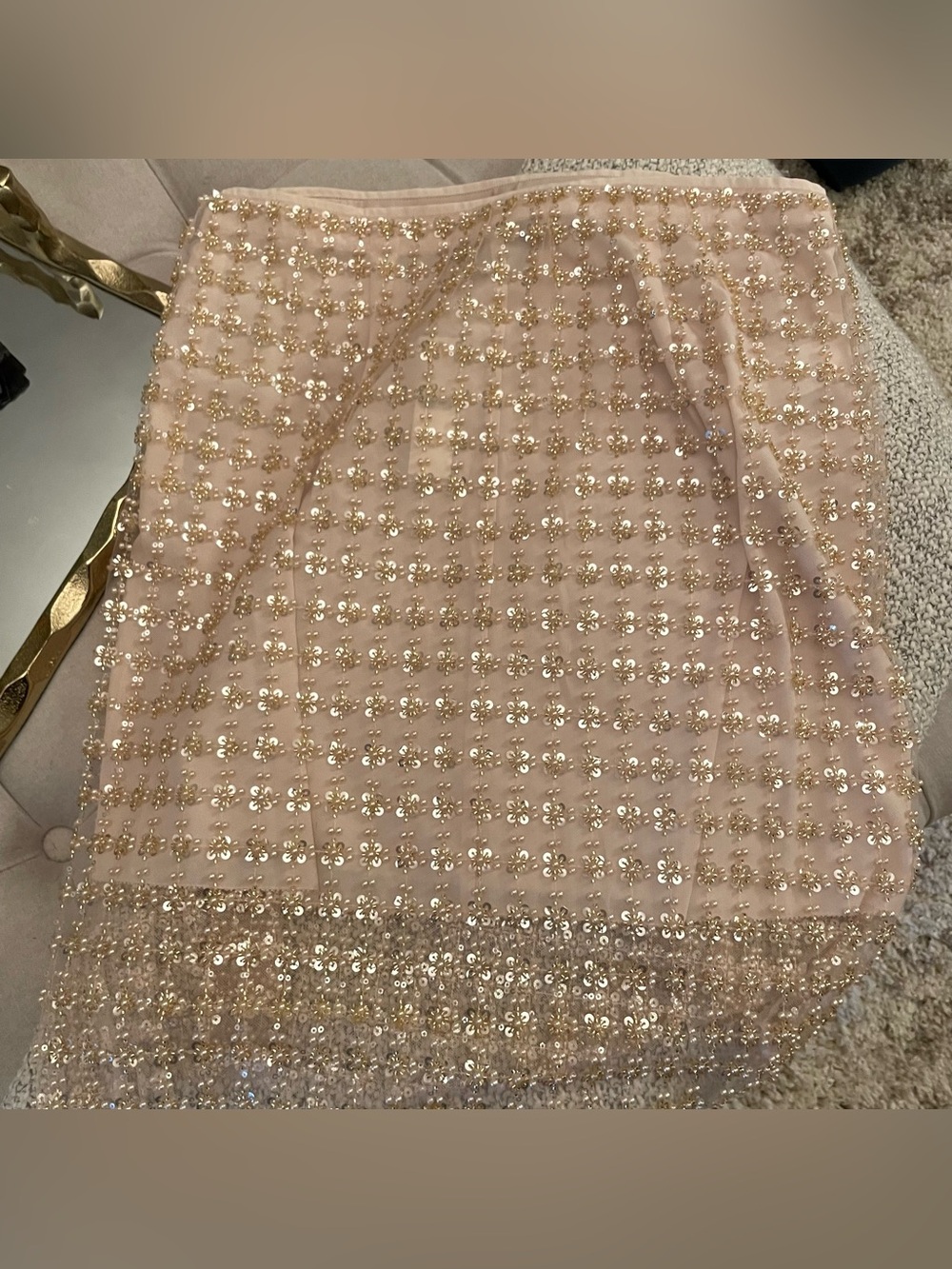 J. Crew Blush Pink Beaded Floral Embellished Skirt